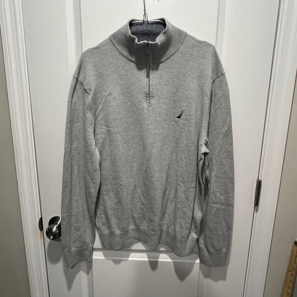 Nautica‎ Mens Quarter Zip Sweater Navtech Performance Gray Large